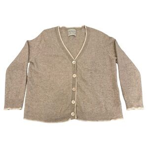 Jumper 1234 100% Cashmere Cardigan Oatmeal Button Sweater Size 4/Large